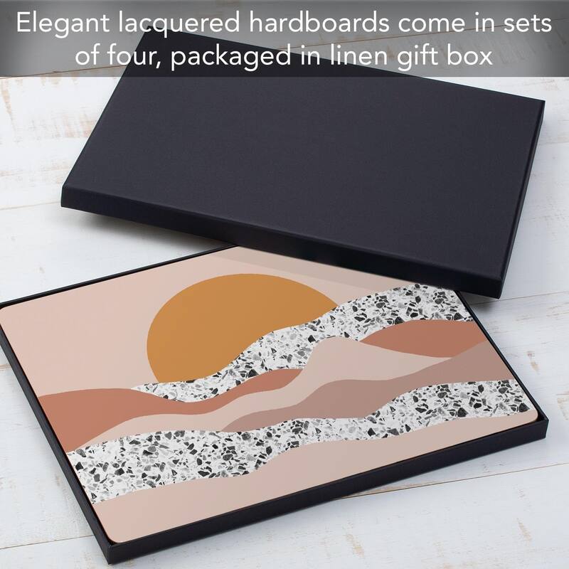 Mohave Sunrise Decorative Hardboard Placemats with Protective Cork Backing 4 Pack Heat Tolerant and Easily Wipes Clean