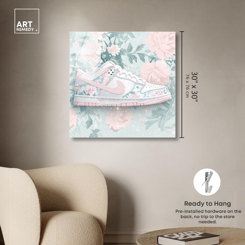 Dainty Floral Sneaker Acrylic by Art Remedy, Ready to Hang