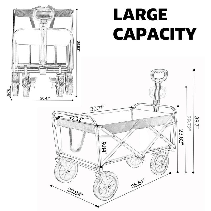 150L Wagon Cart Foldable with Wheels