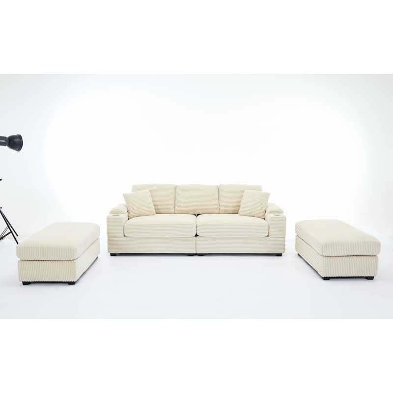 Combination Modular Convertible Sectional Sofa Bed Set,Armrest Storage,Stainless Steel Cup Holder,Usb,Deep Seat