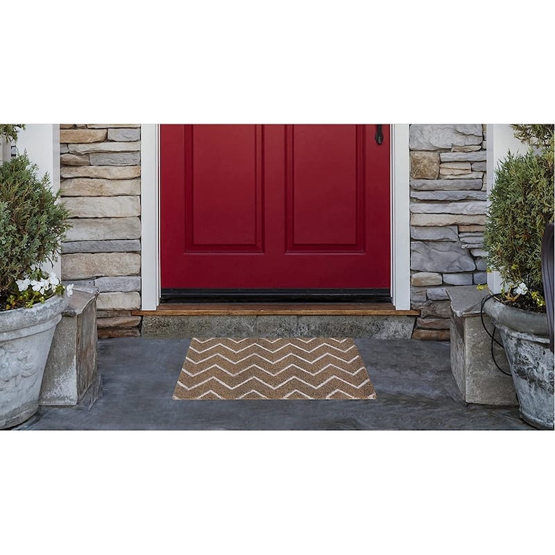A1HC Natural Coir Doormat with Classic Design PVC Backing,0.75 Inch Pile Height, Natural Color, Front Outdoor Double Doormat