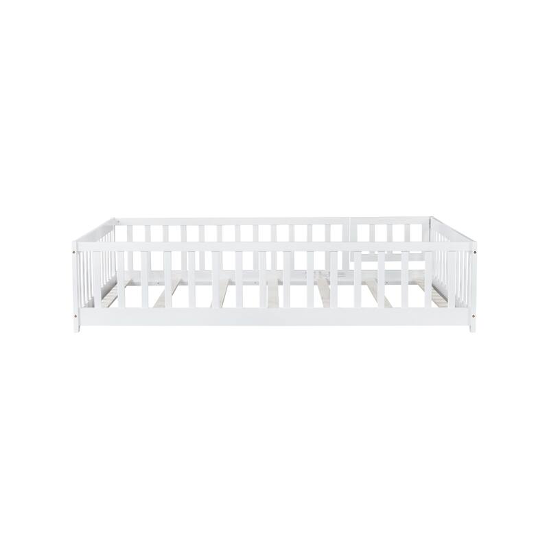 Floor Bed with Fence and Revolving Door,Ideal for Kids' Play,and Promoting Independence and Growth