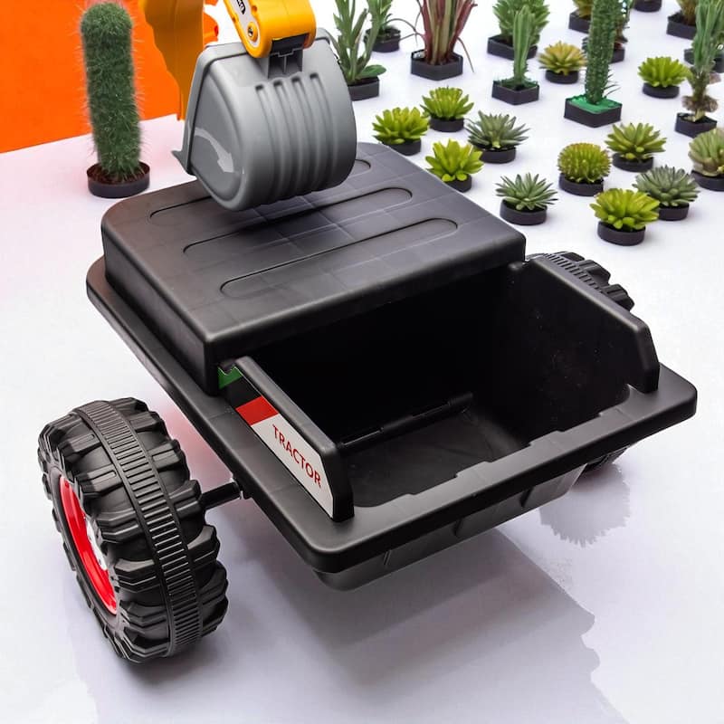 24V Kids Ride-On Tractor with 4-in-1 Construction Attachments, Parent Remote, 3-Speed, LED Lights, Music
