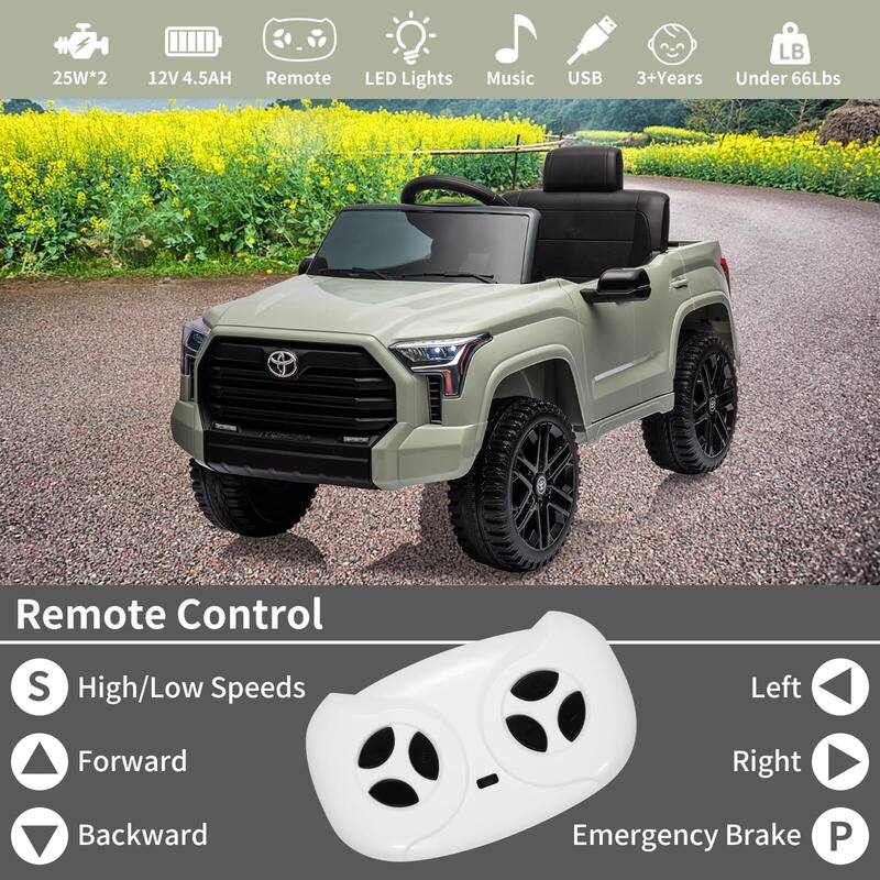 12V Licensed Toyota Ride on Car with Remote Control