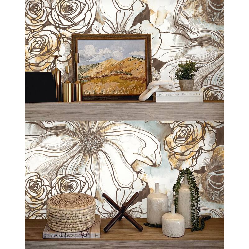 Harry & Grace Ink Rose Peel and Stick Wallpaper