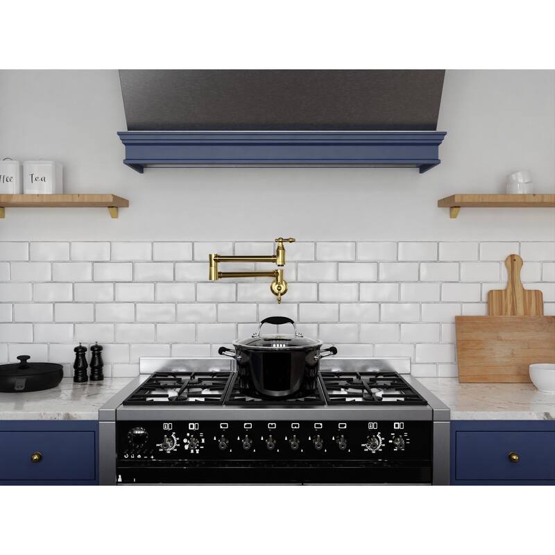 Marca 360-Degree 24" Wall Mounted Pot Filler with Dual Swivel in Brushed Gold