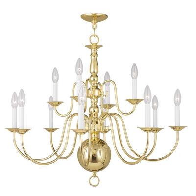 Valentina Designs 12 Light Chandelier Williamsburgh Polished Brass - Exact Size