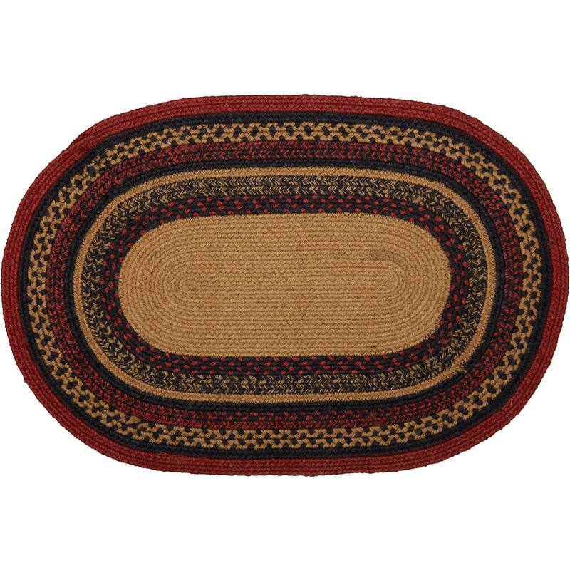 Cumberland Stenciled Moose Jute Rug Oval w/ Pad 20x30 - 20" x 30" Oval