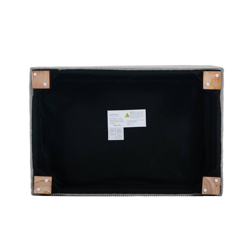 Modern Rectangle Oversized Stripe Corduroy Ottoman