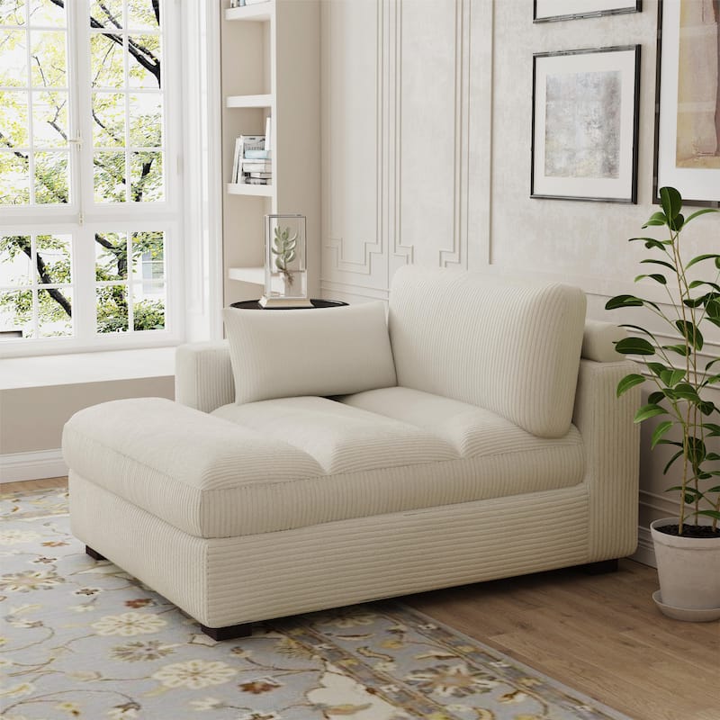 Modern Corduroy L-Shaped Sofa Chaise Lounge Couch