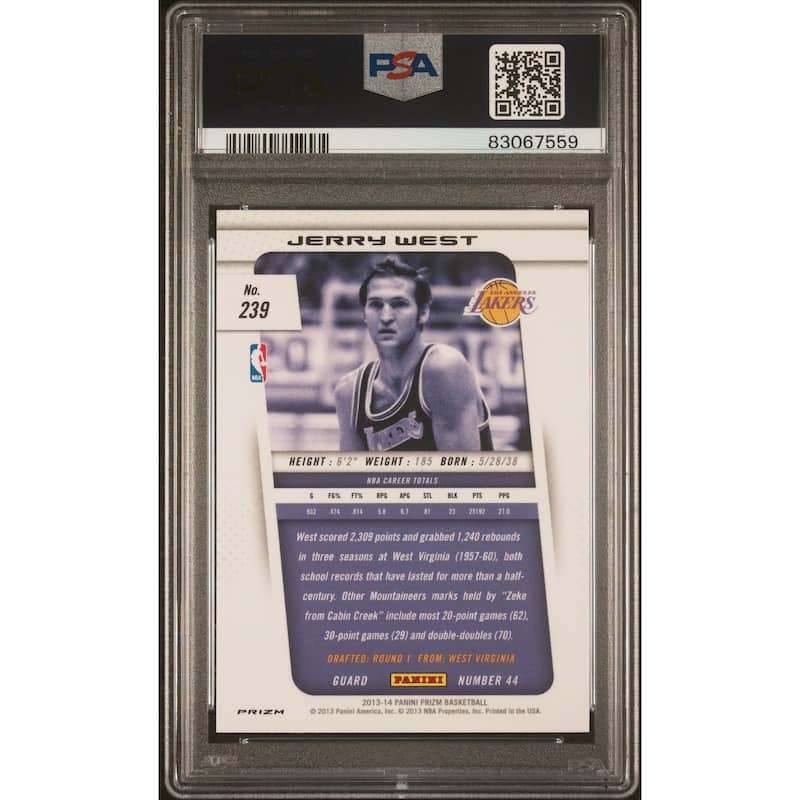 Jerry West 2013 Panini Silver Prizm Signed Card #239 Auto Graded PSA 10 83067559 - 8'6" x 11'6"