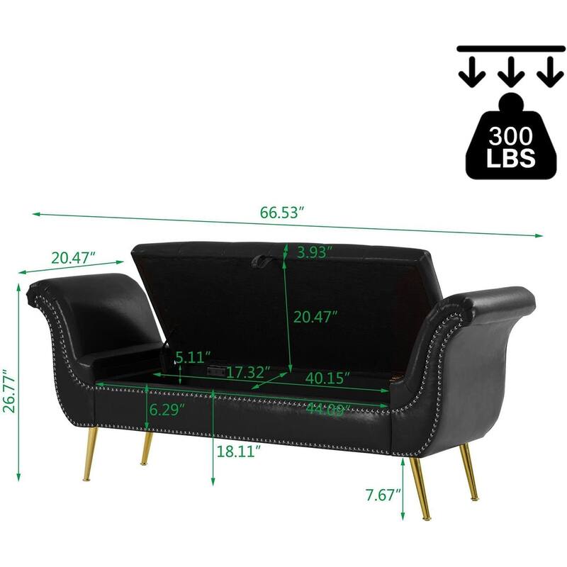 Armed Ottoman Bench PU Leather Bench Button Tufted Sofa Stool Bench Footrest Stoolfor Entryway, Living Room and Window