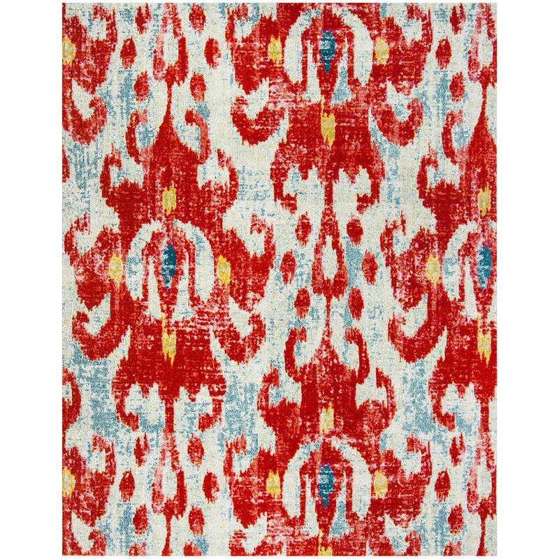 SAFAVIEH Watercolor Isabelle Modern Abstract Rug - 8' x 10' - Brick Red/Light Blue