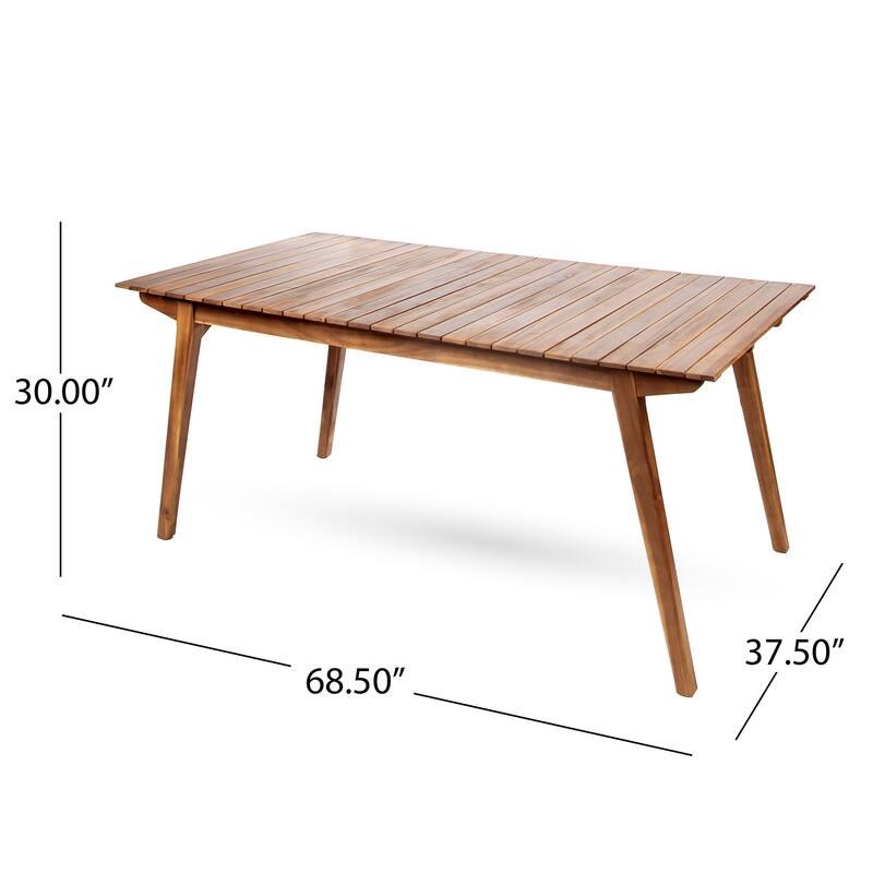 69 Inch Acacia Wood Dining Table Solid Wood Outdoor Weather Resistant