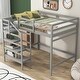 preview thumbnail 9 of 14, Pine Wood Loft Bed Full Size Loft Bed Frame with Built-in Storage Staircase and Hanger for Kids, Teens Bedroom Full - Gray