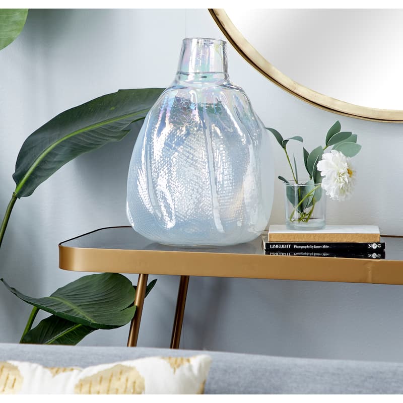 White Glass Contemporary Vase 14 x 9 x 9