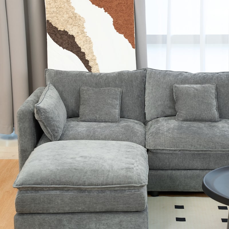 Sofa 144-in Casual Gray 6 -seater Reclining Sectional - 8' x 10'