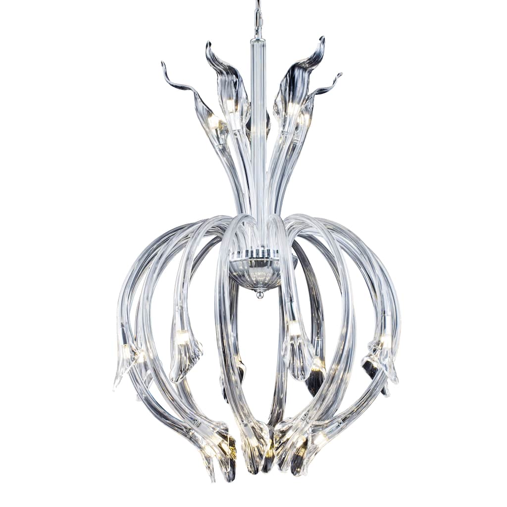 21-Light Chrome Chandelier With Clear Blown Glass