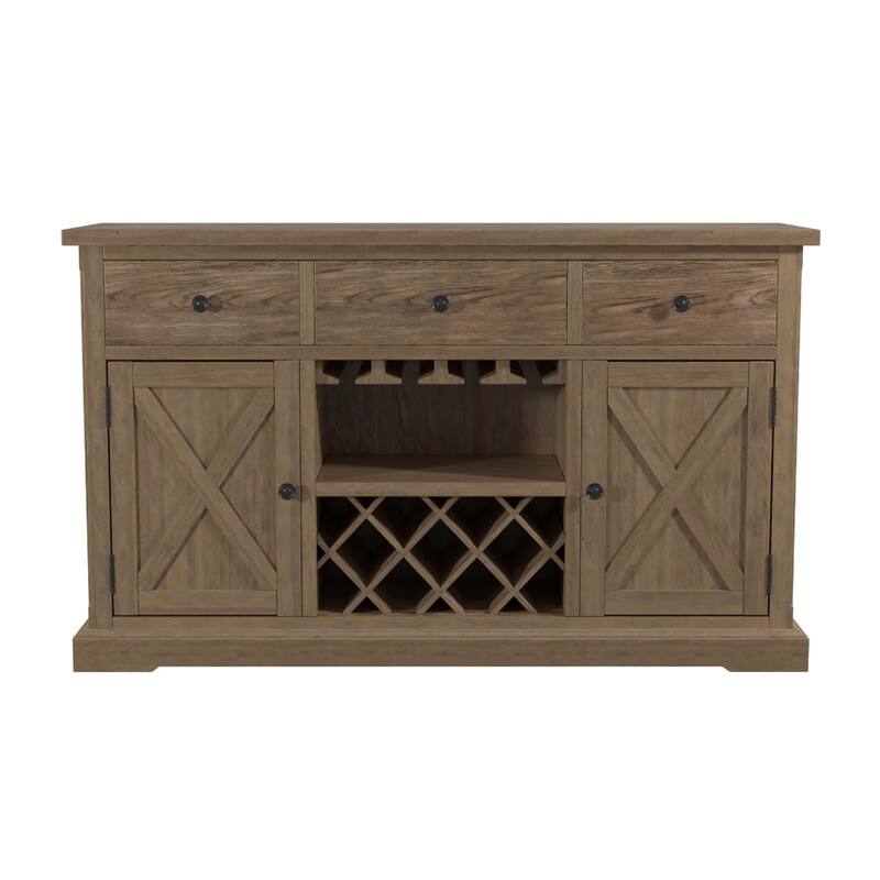 Furniture of America Dice Rustic Oak Solid Wood 3-drawer Dining Server