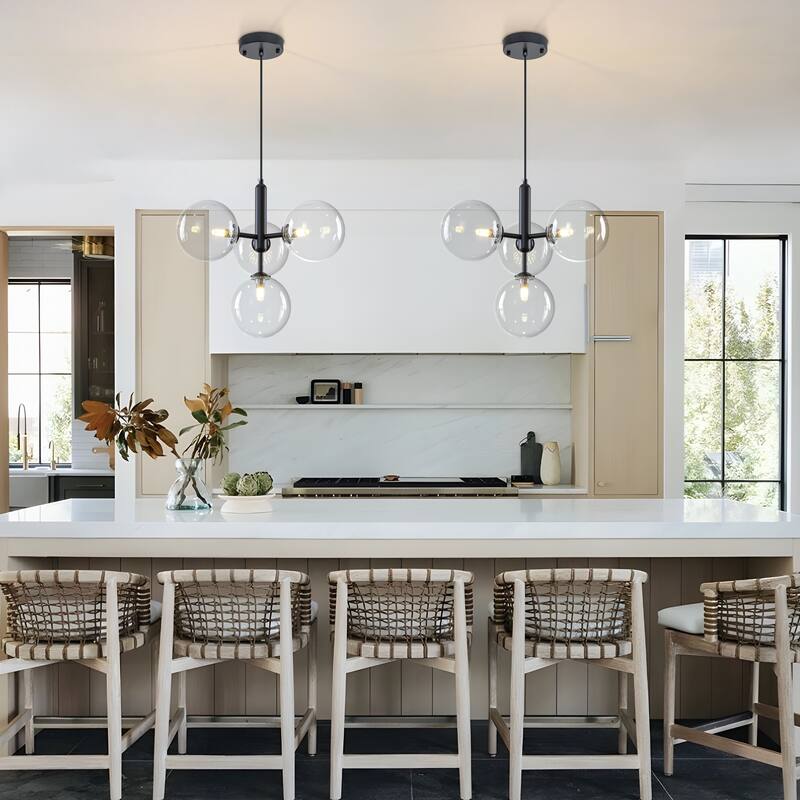 Starsky 4-Light Modern Sputnik Sphere Clear Glass Bubble Chandelier