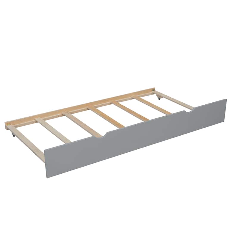Gray Twin over Full Pine Bunk Bed with Trundle & Ladder