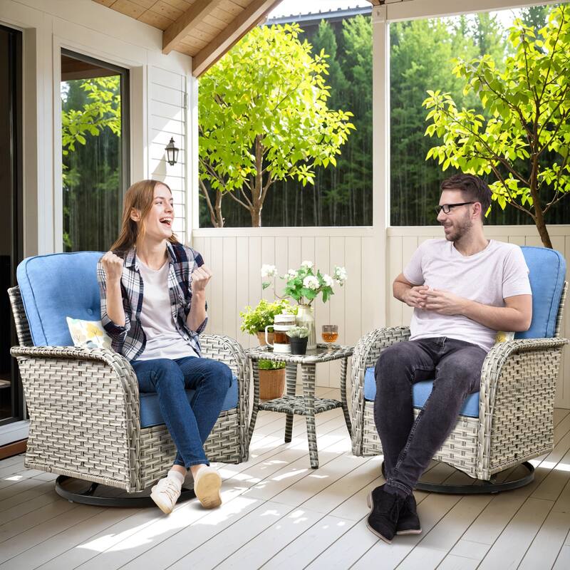 XIZZI 9-piece Patio Furniture Outdoor Wicker Chair Set with Fire Table