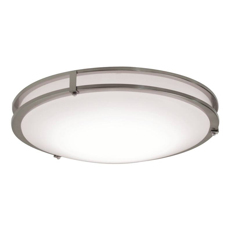 AFX Carlisle 12" LED Flush Mount - Satin Nickel Finish - Satin Nickel, White