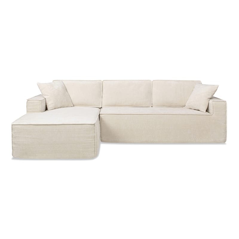 Brenley 110.5" Sofa-in-a-Box Chenille Upholstered Frameless 2-Piece Sectional Sofa