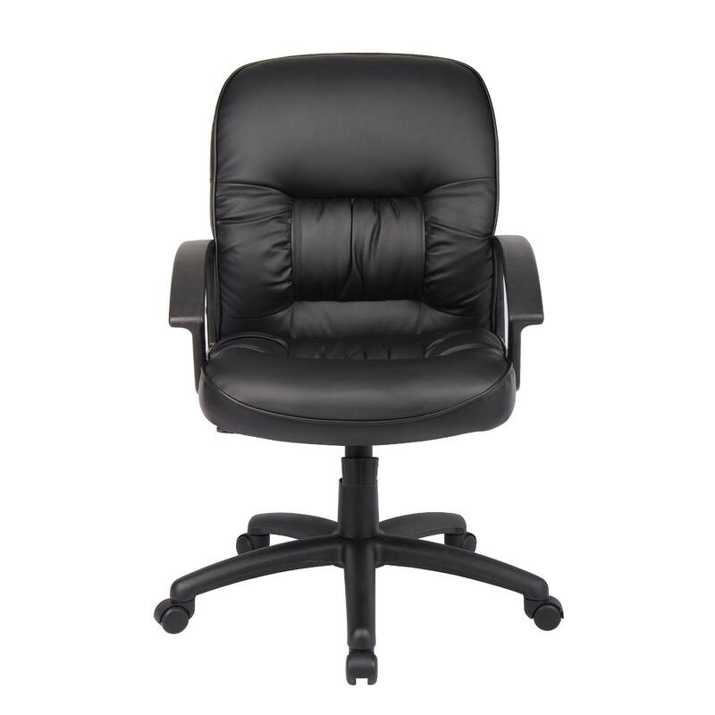 Mala Mid Back Office Chair, Black Faux Leather, Rolling Base, Tilt Lock