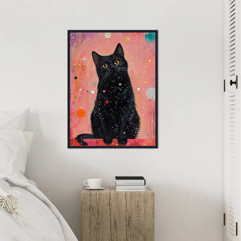 Candy Cat the Star Illustration by Justyna Jaszke Framed Canvas Wall Art