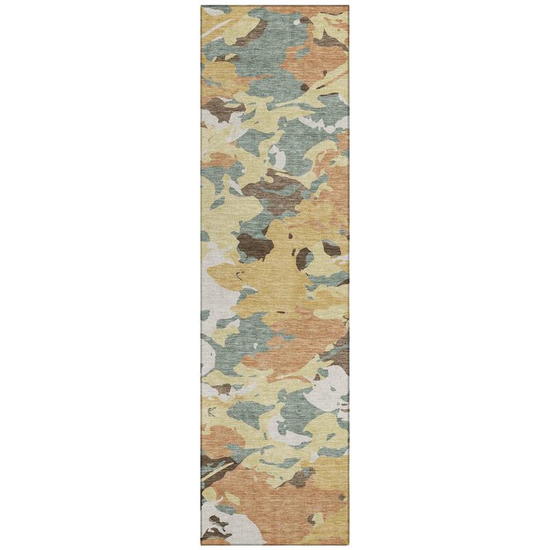 Machine Washable Indoor/ Outdoor Abstract Mexi Chantille Rug