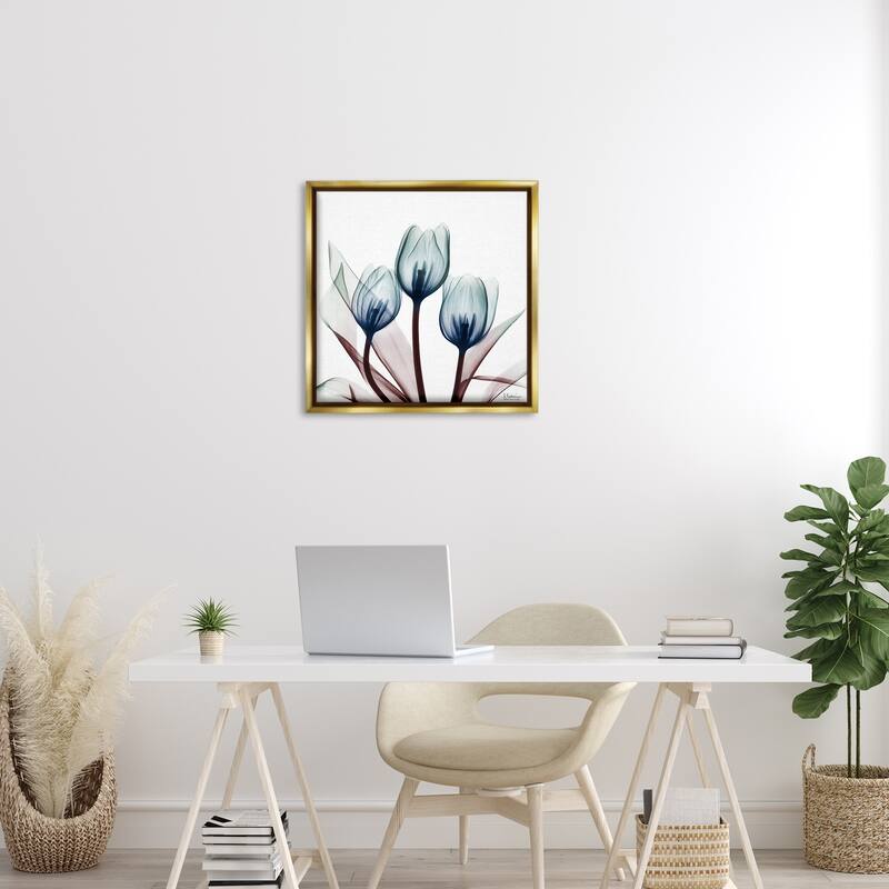 Stupell Chic Blue Translucent Tulips Framed Floater Canvas Wall Art Design By Albert Koetsier