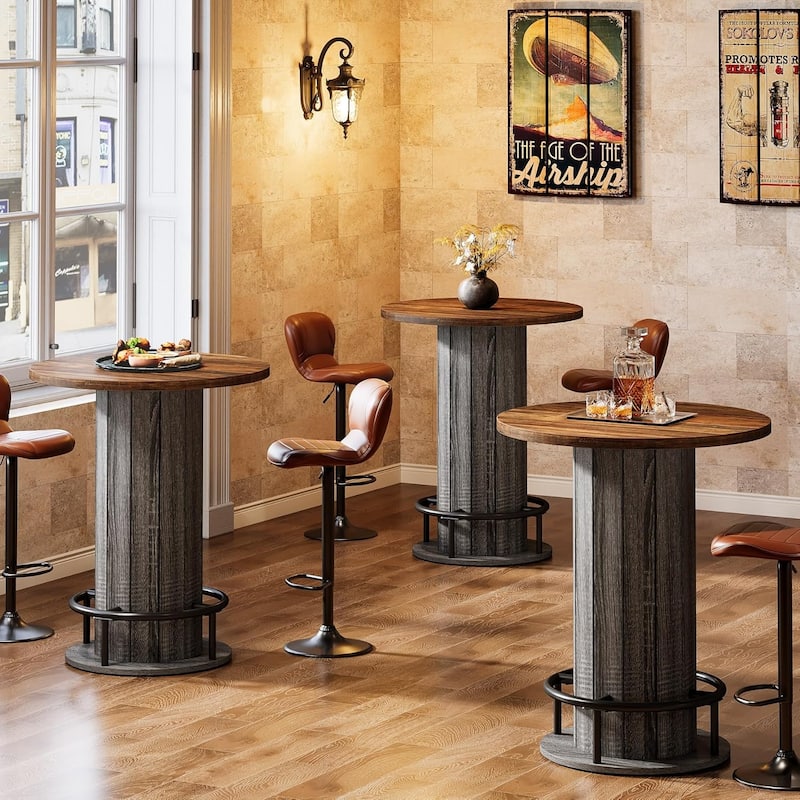 Round Bar Table, 39.4" H Wood Bistro Pub Table