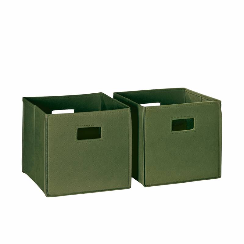 RiverRidge Kids 2pc Fabric Collapsible Storage Cube Organizers with Handles for Playroom Organization - Olive