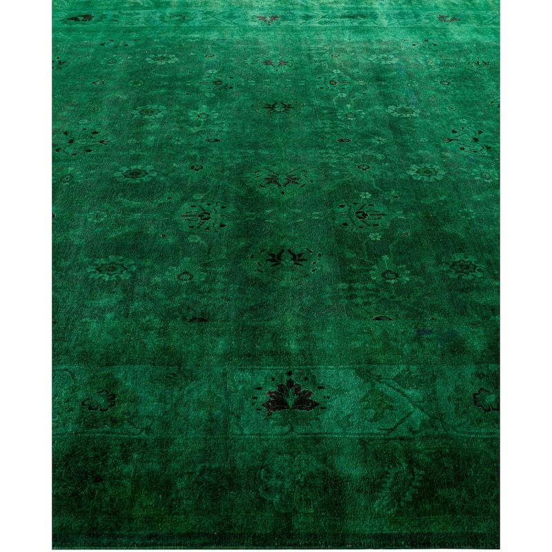 Overdyed One-of-a-Kind Hand-Knotted Area Rug - Green - 8' 4" x 10' 4"