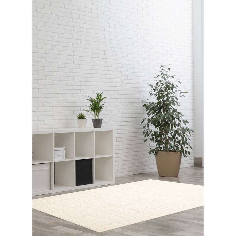 ECARPETGALLERY Hand-knotted Tangier Cream Wool Rug - 4'11 x 7'9