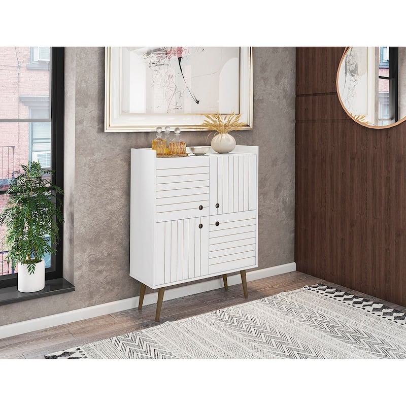 Manhattan Comfort Bogart 45.5" Mid-Century Modern Accent Cabinet - White