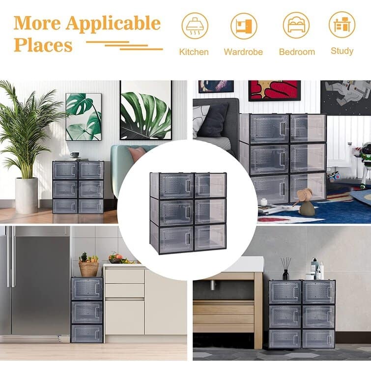 8 Pack Plastic Stackable Shoe Storage Boxes Shoe Organizer