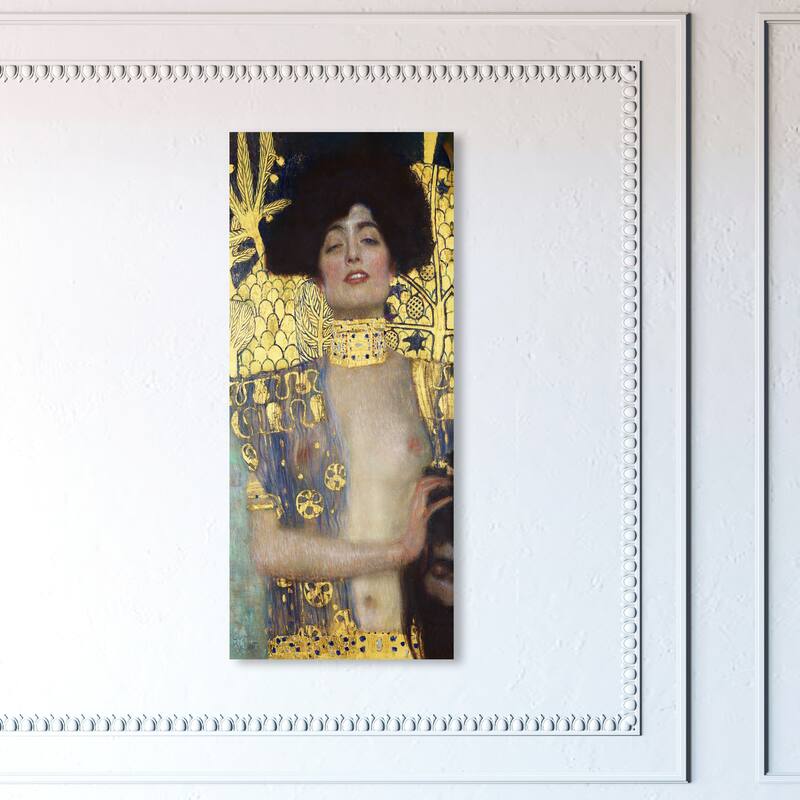 Wynwood Studio Canvas Classic Gustav Klimt - Judith and the Head of Holofernes Gold and Metallic Gold Glam Wall Art Canvas Print - 36 x 16