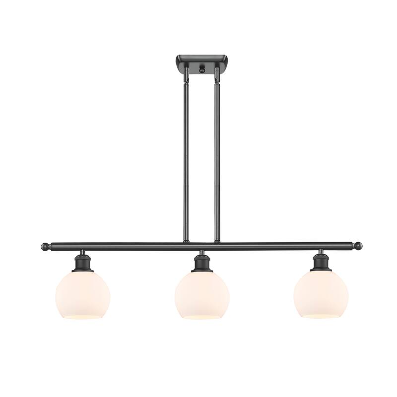 Innovations Lighting Athens 3 Light 36" Island Light - 6" Shade - Matte White/Matte Black