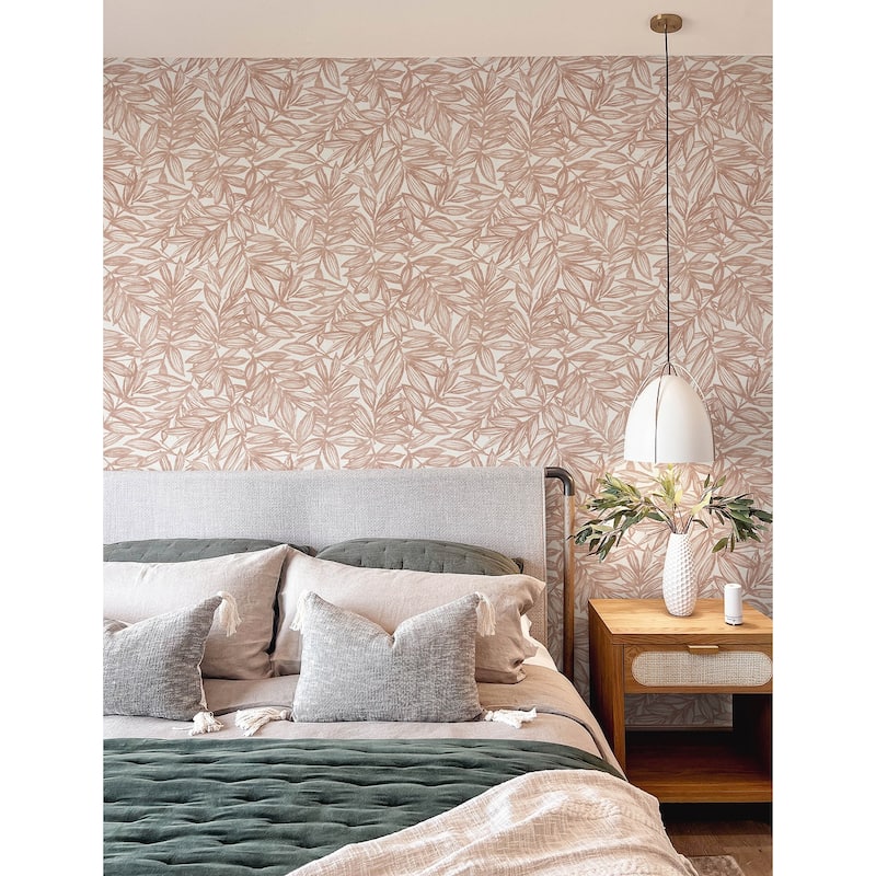 A-Street Prints Rhythmic Coral Leaf Wallpaper