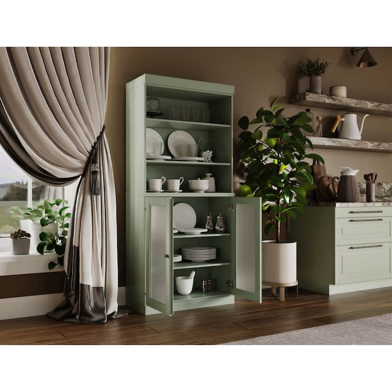 100% Solid Wood 32" Kitchen Pantry Cabinet with 2 Doors by Palace Imports
