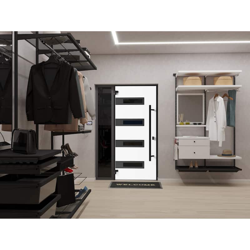 Front Prehung Steel Door Ronex 1055 Teak 2 Side and Top Window Sidelite W16+36+16xH80+16 Lh I