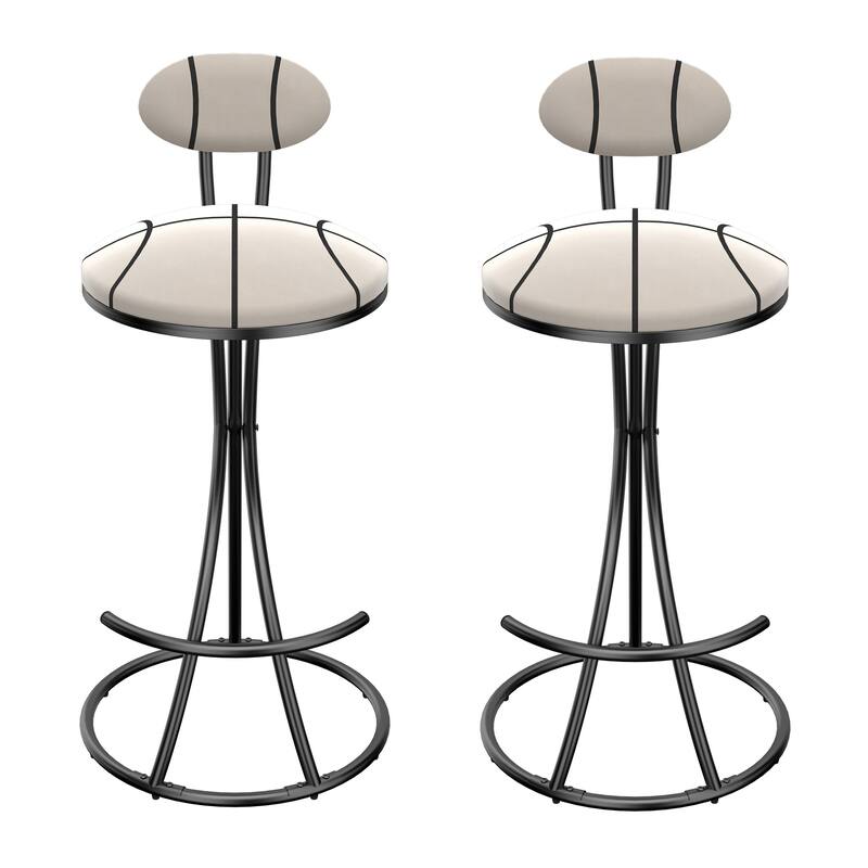 Set of 2 Round Bar Stools S-shaped Stripe