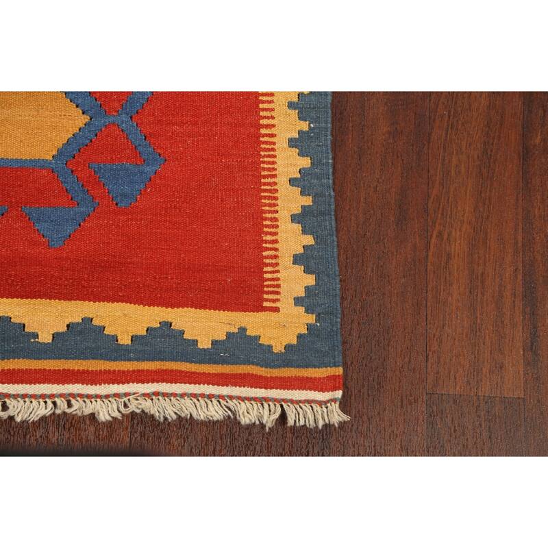 Tribal Kilim Shiraz Persian Wool Area Rug Flat-weave Bedroom Carpet - 2'8" x 4'6"