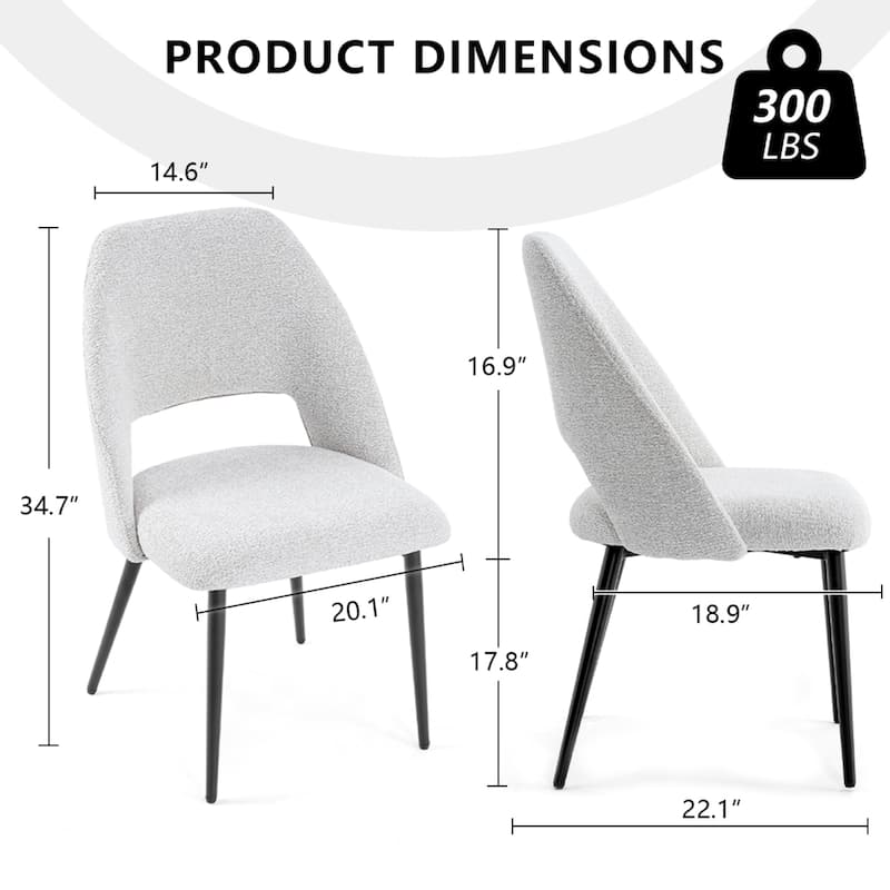 Mid-Century Modern Dining Chairs Set of 2, Upholstered Side Chairs