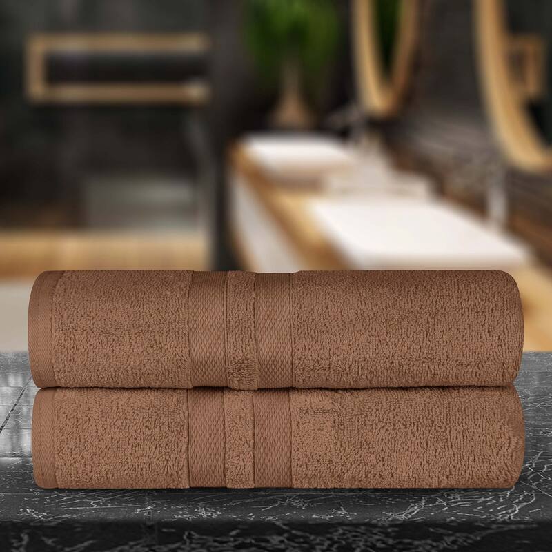 Cotton Quick-Drying 2 Piece Absorbent Solid Bath Sheet Set by Superior - Chocolate