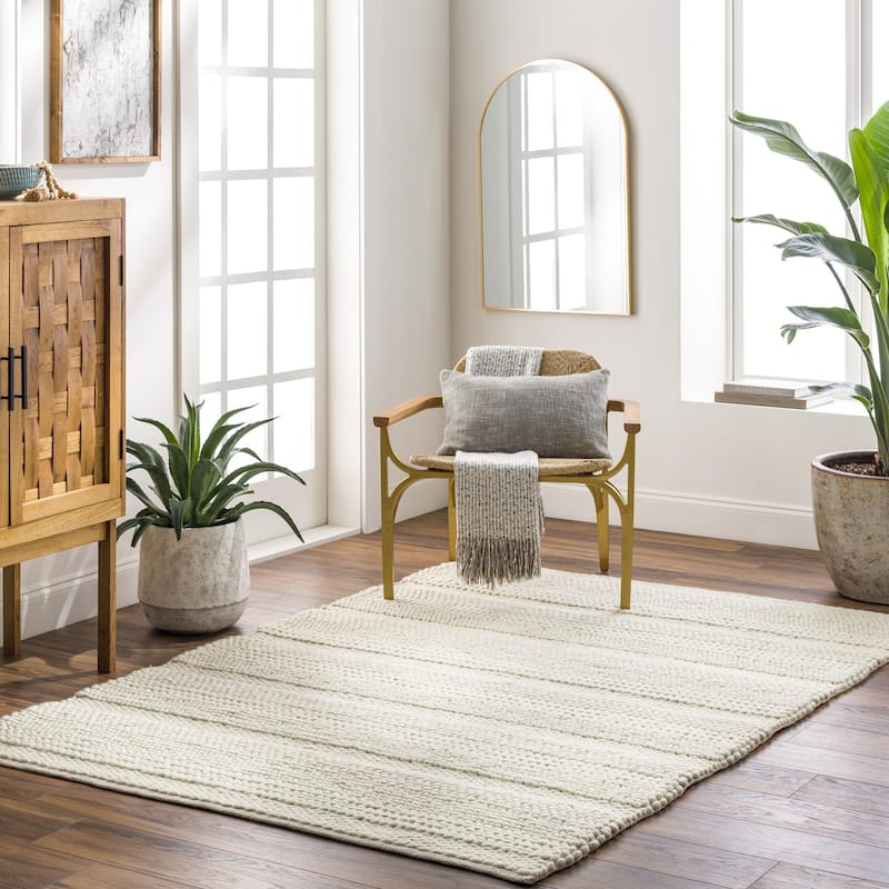 Brisa Modern Solid Color Area Rug - 5' x 8' - Cream