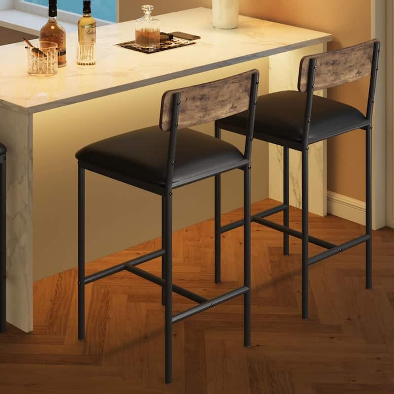 Bar Stools Set of 2/4 - Brown_set of 2 - Brown_set of 2