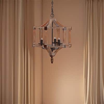 3 - Light Wood Drum Chandelier